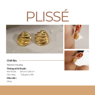 Bông tai nữ mạ vàng Plissé Jesmee - Khuyên tai xếp ly độc đáo, chỉ 289.000₫ 8