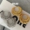Bông tai nữ nhẹ sang trọng, phong cách lạnh, vàng 18K, tròn phóng đại - 94.600₫
