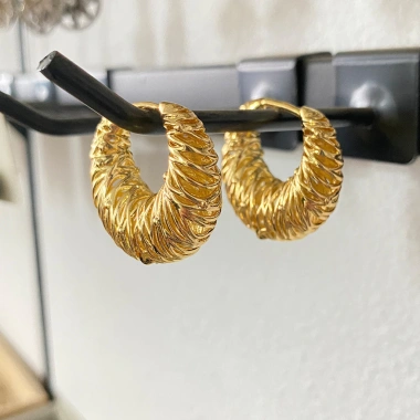 Bông tai nữ nhẹ sang trọng, phong cách lạnh, vàng 18K, tròn phóng đại - 94.600₫ 10