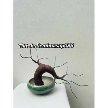 Bonsai giả Kẽm Nhung 45-50cm 20 nhánh hoa Mai Đào, trang trí Tết, giá 44.000đ