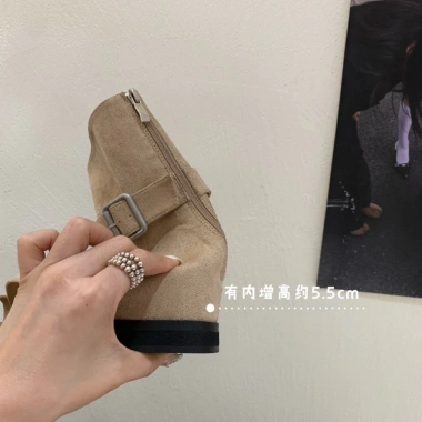 Boot Nữ Cao Cổ Đế 5cm Da Lộn Khóa Bản To Dép Quai Kẹp Cá Tính Hottrend 2.025