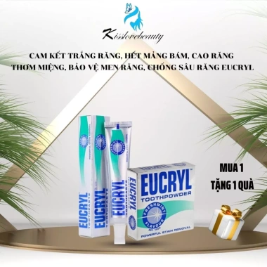 Bột kem tẩy trắng răng Eucryl combo - Loại bỏ mảng bám, trắng răng, thơm miệng, giảm hôi - Giá chỉ 159.000₫ Bột kem tẩy trắng răng Eucryl combo - Loại bỏ mảng bám, trắng răng, thơm miệng, giảm hôi - Giá chỉ 159.000₫