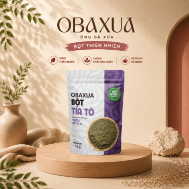 Bột Lá Tía Tô OBAXUA Dưỡng Da Tự Nhiên, Làm Sạch và Dịu Da Dầu, Giá 35.000₫