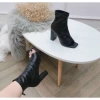 Bốt lửng nữ hở mũi da lì, cao gót 9 phân, khóa kéo, lót nỉ - Công sở du lịch, 279k 9