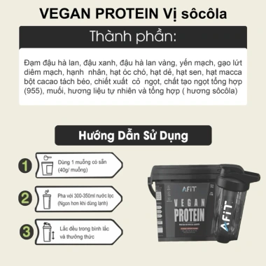 Bột Tăng Cơ Vegan Protein Afit Nutrition - Giá ưu đãi 410.000 VNĐ, quà tặng 3 Bột Tăng Cơ Vegan Protein Afit Nutrition - Giá ưu đãi 410.000 VNĐ, quà tặng 3