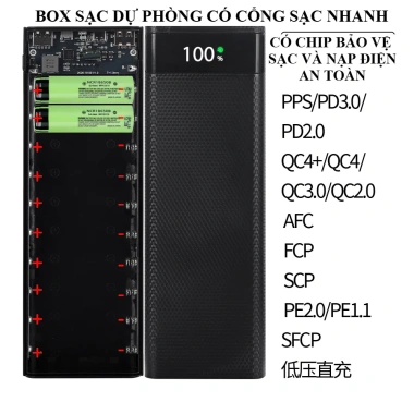 Box Sạc Dự Phòng 10 Cell 18.650 - Sạc Nhanh QC 3.0, Tự Lắp Dễ Dàng, Giá Ưu Đãi 165k 3