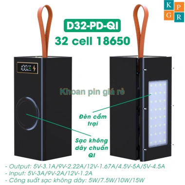 Box sạc dự phòng 32 cell 18.650 - Sạc nhanh 22.5W, Giá ưu đãi 260.000đ