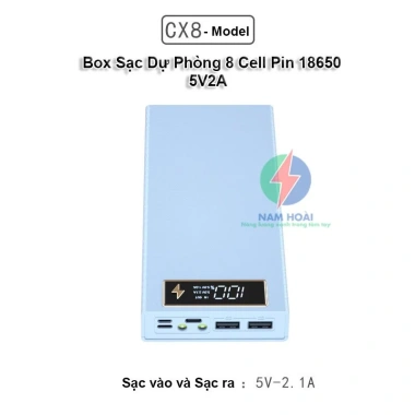 Box sạc dự phòng 8 cell 18.650 CX8 - Sạc nhanh 22.5W + Sạc không dây 15W nam châm, chỉ 129.000₫