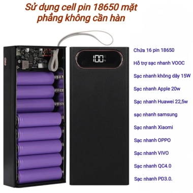 Box sạc dự phòng không dây 15W PD 22,5W - 16 cell pin 18.650, giảm giá tới 248k