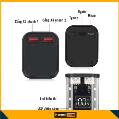 Box sạc dự phòng vỏ TS8 pin 18.650 – không cần hàn, lắp ráp dễ dàng, 185.000 VND 5