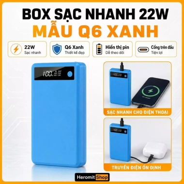Box sạc dự phòng Xanh 6 Cell: hỗ trợ sạc nhanh Q6, giảm còn 165.000₫
