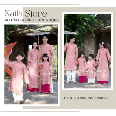 BST Áo Dài GĐ Phúc Vượng Naila Gia Đình Tân Dáng Suông Đón Tết 2.026 Giá 345k