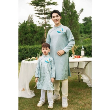 BST Tết 2.026 Áo dài gia đình Yến Thư xanh – áo dài nhà Cam, trẻ em, giảm giá 255k 8
