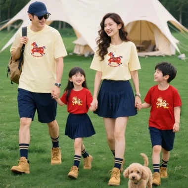BST Tết 2.026 Áo phông gia đình 3-5 người in Ngựa Bính Ngọ Loza Kids GĐ014 giảm giá 92.000đ