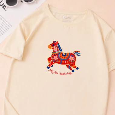 BST Tết 2.026 Áo phông gia đình 3-5 người in Ngựa Bính Ngọ Loza Kids GĐ014 giảm giá 92.000đ