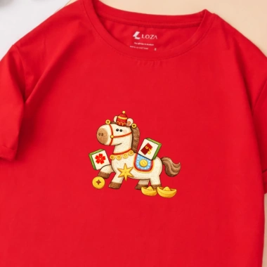 BST Tết 2.026 Áo phông gia đình 3-5 người in Ngựa Bính Ngọ Loza Kids GĐ014 giảm giá 92.000đ