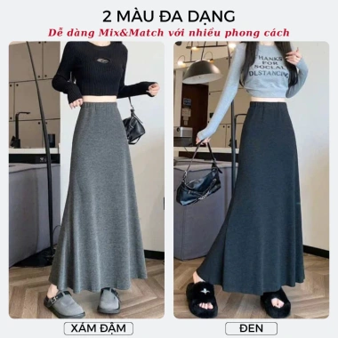 BST TẾT 2.026: Chân váy đuôi cá len lông thỏ LITY siêu dài, thu đông, giá 165k