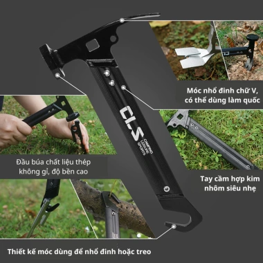 Búa Đa Năng CLS Camping Thép Không Gỉ Siêu Nhẹ Đóng Cọc Ghim Lều Trại 224k 4 Búa Đa Năng CLS Camping Thép Không Gỉ Siêu Nhẹ Đóng Cọc Ghim Lều Trại 224k 4