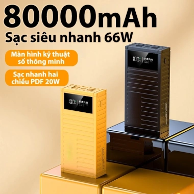 Bùng nổ sạc dự phòng 100.000mAh 50.000mAh, 2 cổng vào, 4 USB, hiển thị dung lượng, giá chỉ 200.124 VND