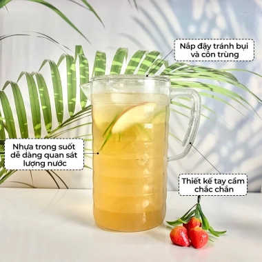 Ca 2 lít kính Việt Nhật chịu nhiệt cao, có quai cầm - Bình đựng nước giá ưu đãi 14.300₫