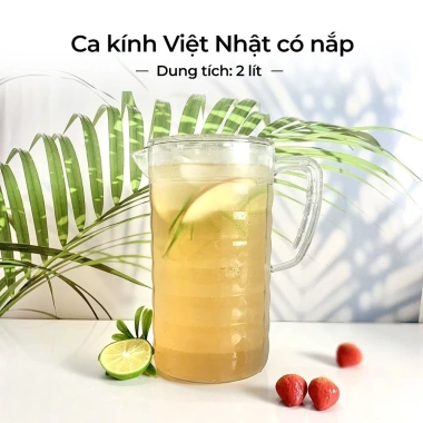 Ca kính đựng nước, trà đá chịu nhiệt cao, nắp & quai cầm - Hằng Đồng Nát 6.056, giảm còn 35.000₫