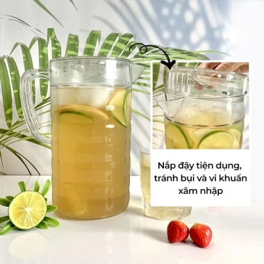 Ca kính đựng nước, trà đá chịu nhiệt cao, nắp & quai cầm - Hằng Đồng Nát 6.056, giảm còn 35.000₫
