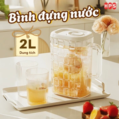 Ca nhựa đựng nước 2L quai cầm chịu nhiệt, dung tích lớn, trong suốt, chỉ 59.000₫
