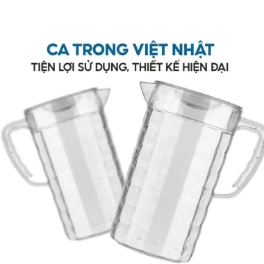 Ca nhựa kính trong suốt 6.056 Việt Nhật 2L Bình nước tay cầm vân nổi sang trọng 2