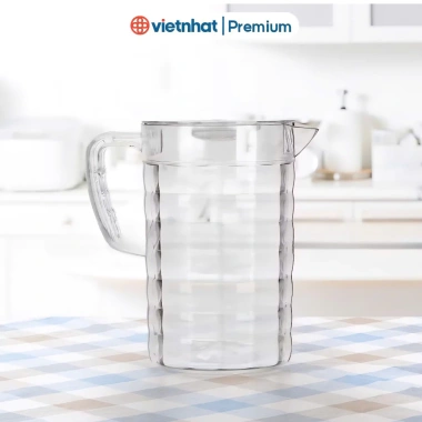 Ca nhựa kính trong suốt 6.056 Việt Nhật 2L Bình nước tay cầm vân nổi sang trọng 9