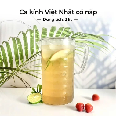 Ca nhựa kính trong suốt 6.056 Việt Nhật 2L Bình nước tay cầm vân nổi sang trọng 10