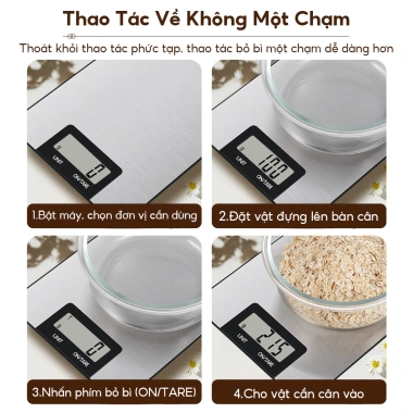 Cân bếp điện tử 0.1g/5kg mặt inox chịu nước, chức năng trừ bì - Giá chỉ 99.000đ 7 Cân bếp điện tử 0.1g/5kg mặt inox chịu nước, chức năng trừ bì - Giá chỉ 99.000đ 7