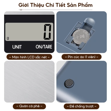 Cân bếp điện tử 0.1g/5kg mặt inox chịu nước, chức năng trừ bì - Giá chỉ 99.000đ