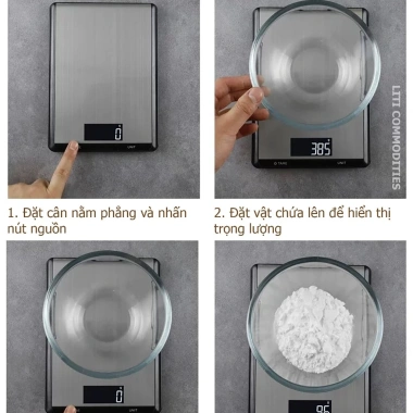 Cân bếp điện tử 1g/10kg inox chống nước, trừ bì - Giá giảm 205.000đ