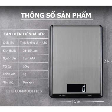 Cân bếp điện tử 1g/10kg inox chống nước, trừ bì - Giá giảm 205.000đ 8 Cân bếp điện tử 1g/10kg inox chống nước, trừ bì - Giá giảm 205.000đ 8