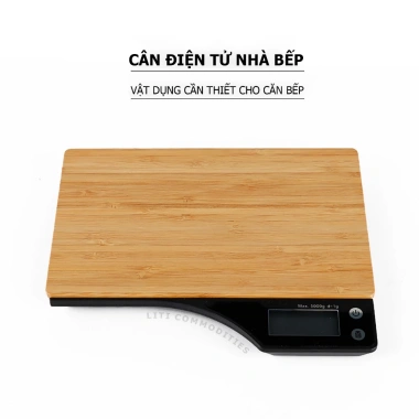 Cân bếp điện tử 1g/10kg mặt gỗ tre tự nhiên, chức năng trừ bì - Giá 194.000 2 Cân bếp điện tử 1g/10kg mặt gỗ tre tự nhiên, chức năng trừ bì - Giá 194.000 2
