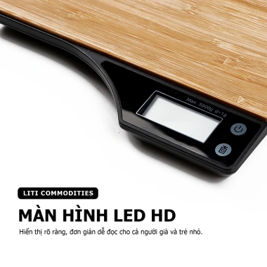 Cân bếp điện tử 1g/10kg mặt gỗ tre tự nhiên, chức năng trừ bì - Giá 194.000 4 Cân bếp điện tử 1g/10kg mặt gỗ tre tự nhiên, chức năng trừ bì - Giá 194.000 4