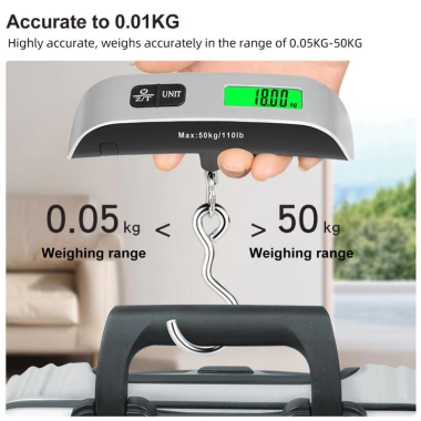 Cân Di Động LCD 110lb/50kg - Vali Treo Hành Lý Điện Tử, Cân Bằng Trọng Lượng