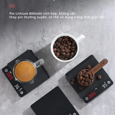 Cân Điện Tử Cafe 0.1g-2kg - Sạc Pin, Màn Hình LED Cảm ứng, Chính Xác Cao 8