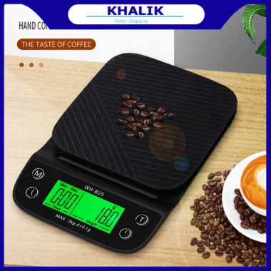 Cân điện tử cafe WH-B25 3kg/0,1g Đếm giờ, khay đựng, chuẩn ổn định, chính hãng Khalik