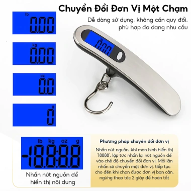 Cân điện tử cầm tay 50kg móc dây dù cải tiến, cân hành lý và hàng hóa - Giá chỉ 87.000 VND