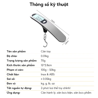 Cân điện tử cầm tay 50kg móc dây dù cải tiến, cân hành lý và hàng hóa - Giá chỉ 87.000 VND 8 Cân điện tử cầm tay 50kg móc dây dù cải tiến, cân hành lý và hàng hóa - Giá chỉ 87.000 VND 8