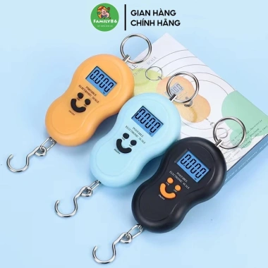 Cân điện tử cầm tay mini 10-50kg có móc, thiết kế mặt cười, nhẹ gọn, đo chính xác