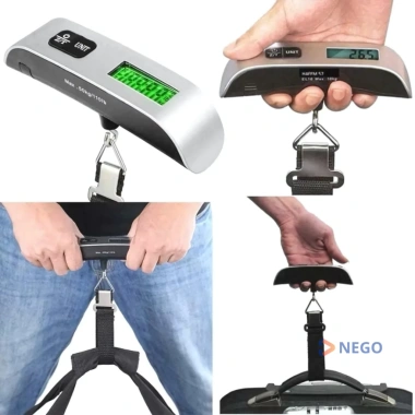Cân điện tử cầm tay mini, tải 50kg, độ chính xác 10g, móc treo & đai buộc - Nego 2