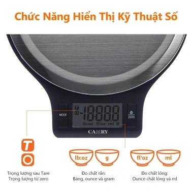 Cân điện tử Camry 5kg pha cà phê Chính xác 1g, thép không gỉ, dễ vệ sinh, chỉ 163k