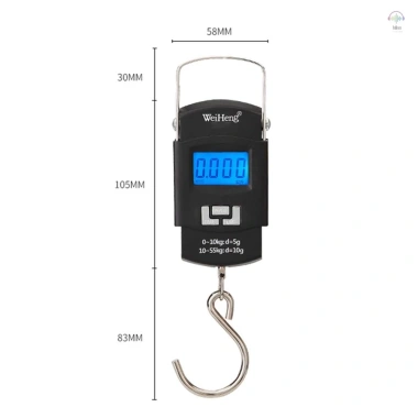 Cân điện tử di động Wh-a25 55kg sạc lại, LCD đa đơn vị, tay cầm, độ chính xác kép, đèn nền