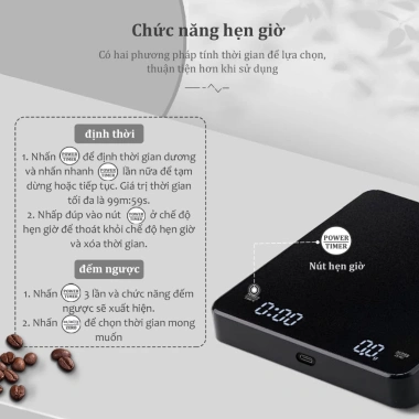 Cân điện tử DODO 3kg/0.1g mini, hẹn giờ, sạc USB-C, kèm pin - Giá chỉ 169.000 VND 6