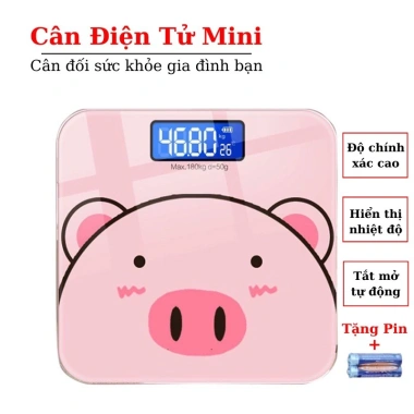 Cân Điện Tử Hình Heo Con Hồng Độ Chính Xác Cao - Tối đa 180kg, Giá chỉ 78.000 VND