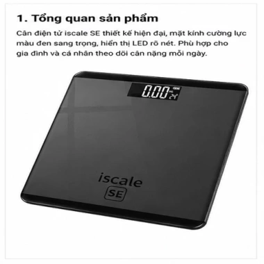 Cân Điện Tử iScale Grose 180kg - Mặt Kính Cường Lực, Đo Nhanh Chính Xác, Cho Gia Đình, Giá Ưu Đãi 170k 3