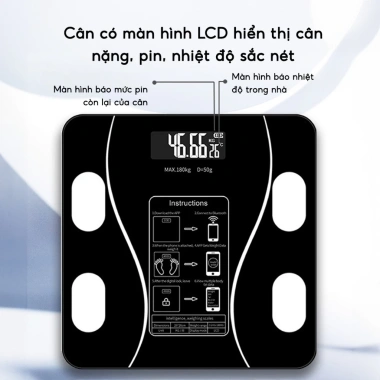Cân điện tử JYoohome đo 18 chỉ số sức khoẻ, kết nối Bluetooth, giá chỉ 118.000₫ 4 Cân điện tử JYoohome đo 18 chỉ số sức khoẻ, kết nối Bluetooth, giá chỉ 118.000₫ 4