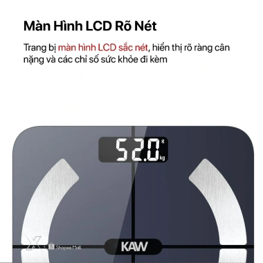 Cân điện tử KAW Bluetooth đo 11 chỉ số sức khỏe, bảo hành 12 tháng, giảm giá 229k 5